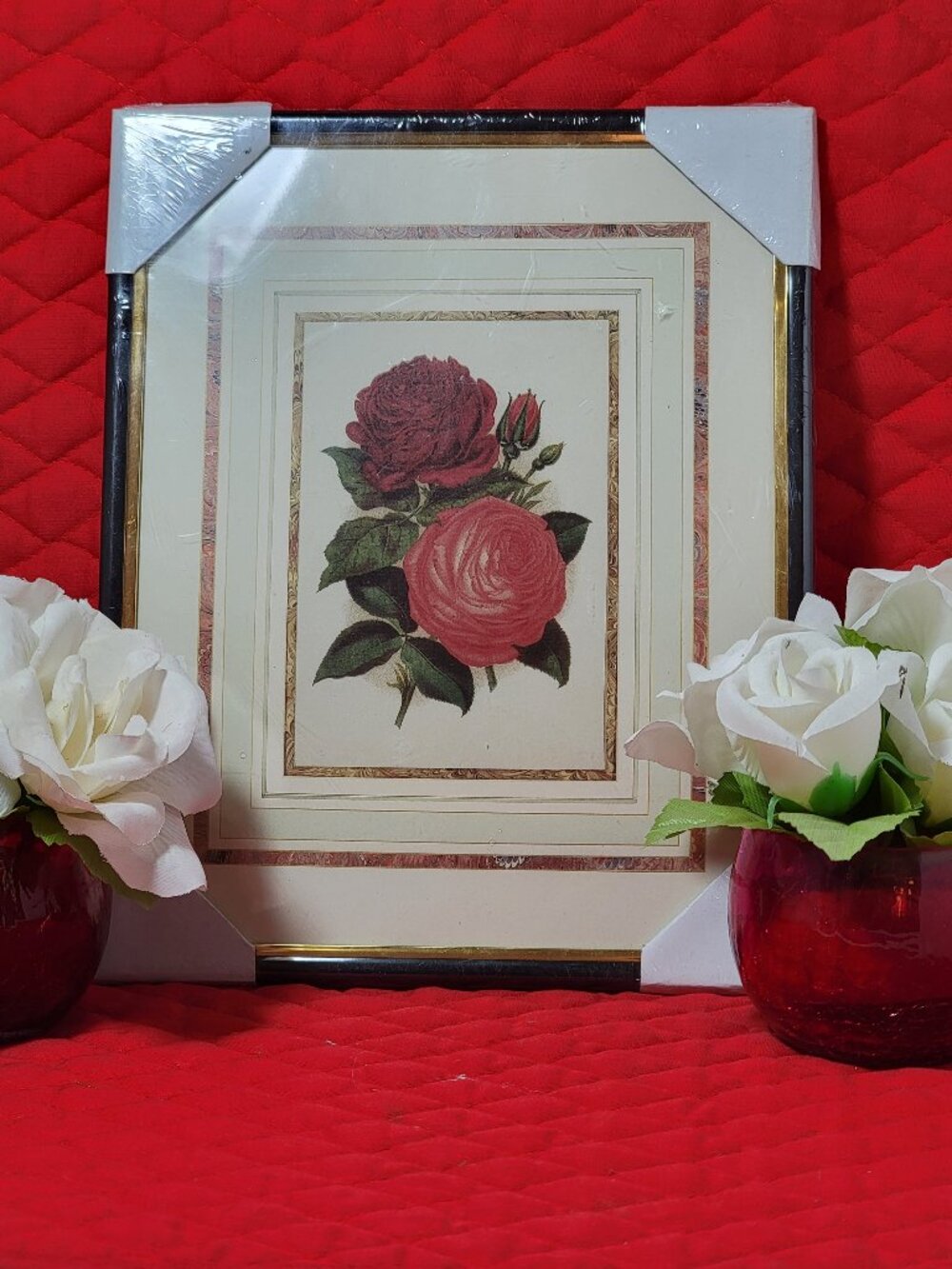 Rose Picture in Gold Mylar Frame